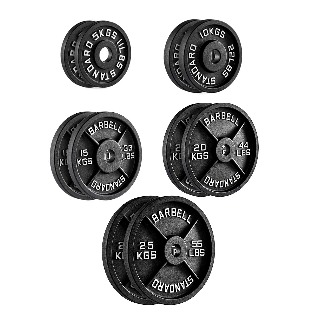 Professional Cast Iron Weight Plates - Durable Strength Training Discs for Standard Barbells - Premium Fitness Equipment for Home and Commercial Gym Use - Available in Pairs and Complete Sets