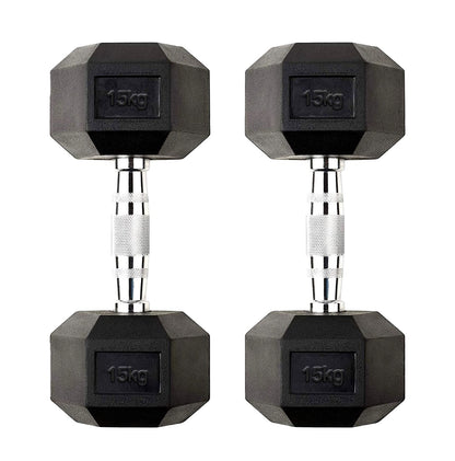 Premium Hex Dumbbells – Rubber Coated Cast Iron Dumbbell Weights with Anti-Roll Hex Design | Single or Pair Options | Strength Training Hand Weights for Men & Women | Home Gym & Commercial Use