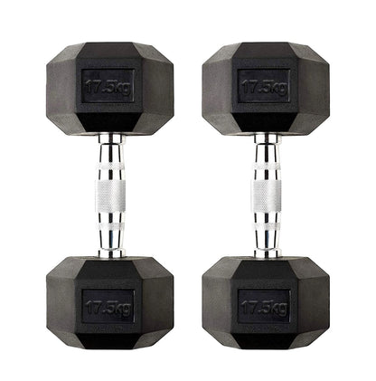 Premium Hex Dumbbells – Rubber Coated Cast Iron Dumbbell Weights with Anti-Roll Hex Design | Single or Pair Options | Strength Training Hand Weights for Men & Women | Home Gym & Commercial Use