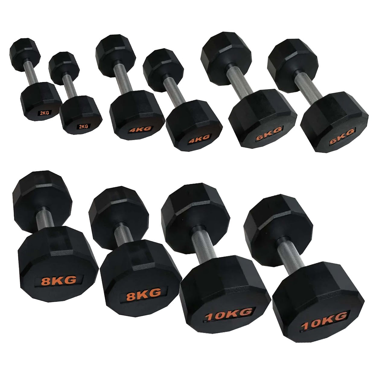 Round Rubber Dumbbells Set – Smart Dumbbell Pair with Knurled Steel Handles, Circular Anti-Slip Design for Home Gym Strength Training, Weightlifting & Full-Body Workouts (2-12Kg) - Optional Storage Rack