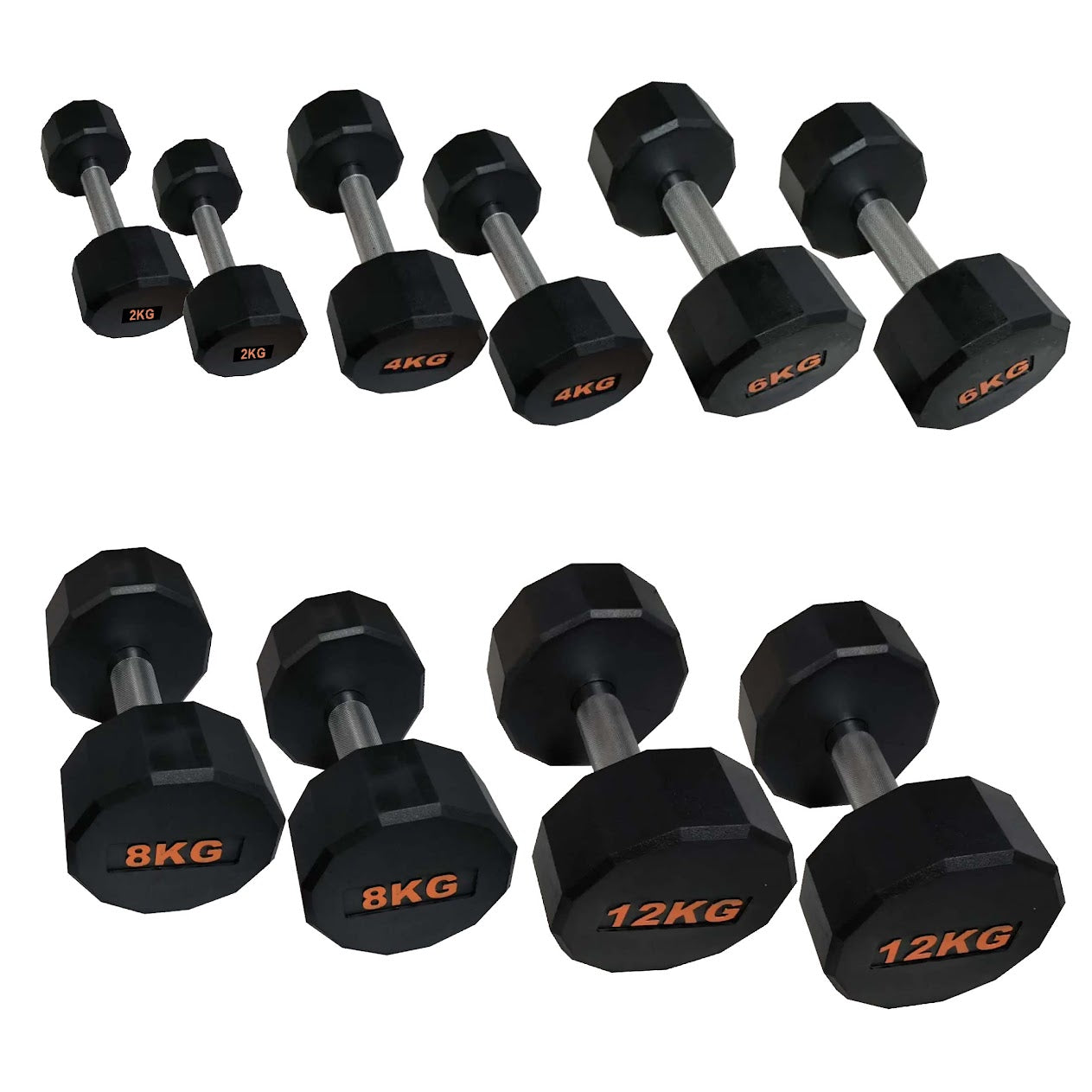 Round Rubber Dumbbells Set – Smart Dumbbell Pair with Knurled Steel Handles, Circular Anti-Slip Design for Home Gym Strength Training, Weightlifting & Full-Body Workouts (2-12Kg) - Optional Storage Rack
