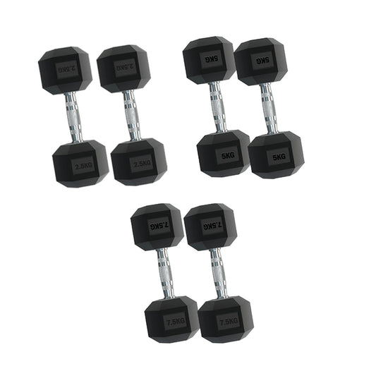 Premium Hex Dumbbell Set - 3 Pairs with Sturdy 3-Tier Tree Rack - Rubber Coated Weights from 2.5kg to 15kg - Ergonomic Contoured Handles for Maximum Comfort - Full Body Strength Training