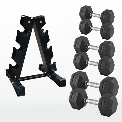 Premium Hex Dumbbells – Rubber Coated Cast Iron Dumbbell Weights with Anti-Roll Hex Design | Single or Pair Options | Strength Training Hand Weights for Men & Women | Home Gym & Commercial Use