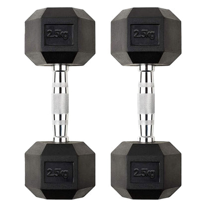 Premium Hex Dumbbells – Rubber Coated Cast Iron Dumbbell Weights with Anti-Roll Hex Design | Single or Pair Options | Strength Training Hand Weights for Men & Women | Home Gym & Commercial Use