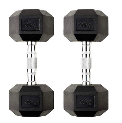Premium Hex Dumbbells – Rubber Coated Cast Iron Dumbbell Weights with Anti-Roll Hex Design | Single or Pair Options | Strength Training Hand Weights for Men & Women | Home Gym & Commercial Use