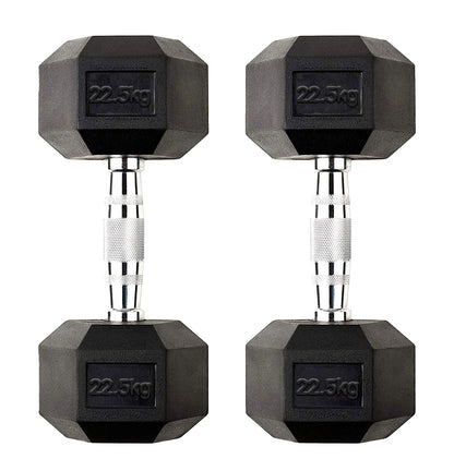 Premium Hex Dumbbells – Rubber Coated Cast Iron Dumbbell Weights with Anti-Roll Hex Design | Single or Pair Options | Strength Training Hand Weights for Men & Women | Home Gym & Commercial Use