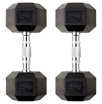 Premium Hex Dumbbells – Rubber Coated Cast Iron Dumbbell Weights with Anti-Roll Hex Design | Single or Pair Options | Strength Training Hand Weights for Men & Women | Home Gym & Commercial Use