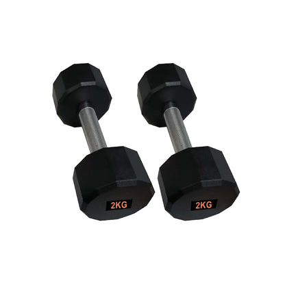 Round Rubber Dumbbells Set – Smart Dumbbell Pair with Knurled Steel Handles, Circular Anti-Slip Design for Home Gym Strength Training, Weightlifting & Full-Body Workouts (2-12Kg) - Optional Storage Rack