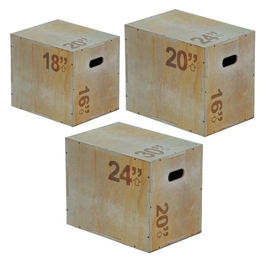 3-in-1 Wooden Plyometric Jump Box - Professional-Grade Training Equipment for Box Jumps, Step-Ups & Core Workouts - Versatile Fitness Tool for Home Gyms, CrossFit & HIIT - Multiple Height Options