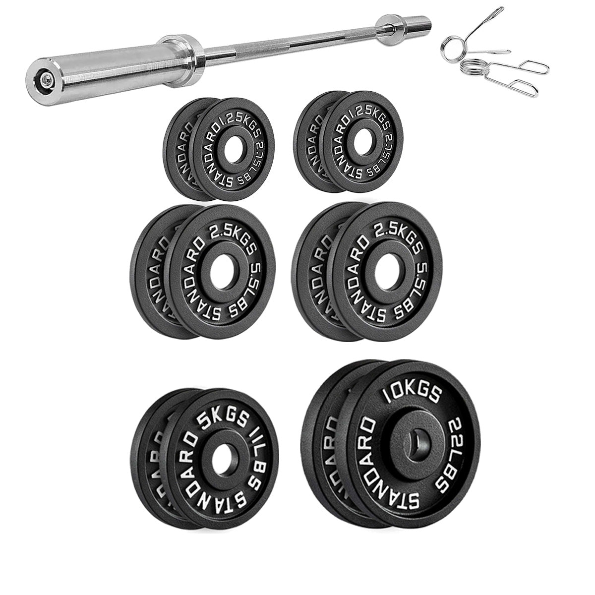 Professional Cast Iron Weight Plates - Durable Strength Training Discs for Standard Barbells - Premium Fitness Equipment for Home and Commercial Gym Use - Available in Pairs and Complete Sets