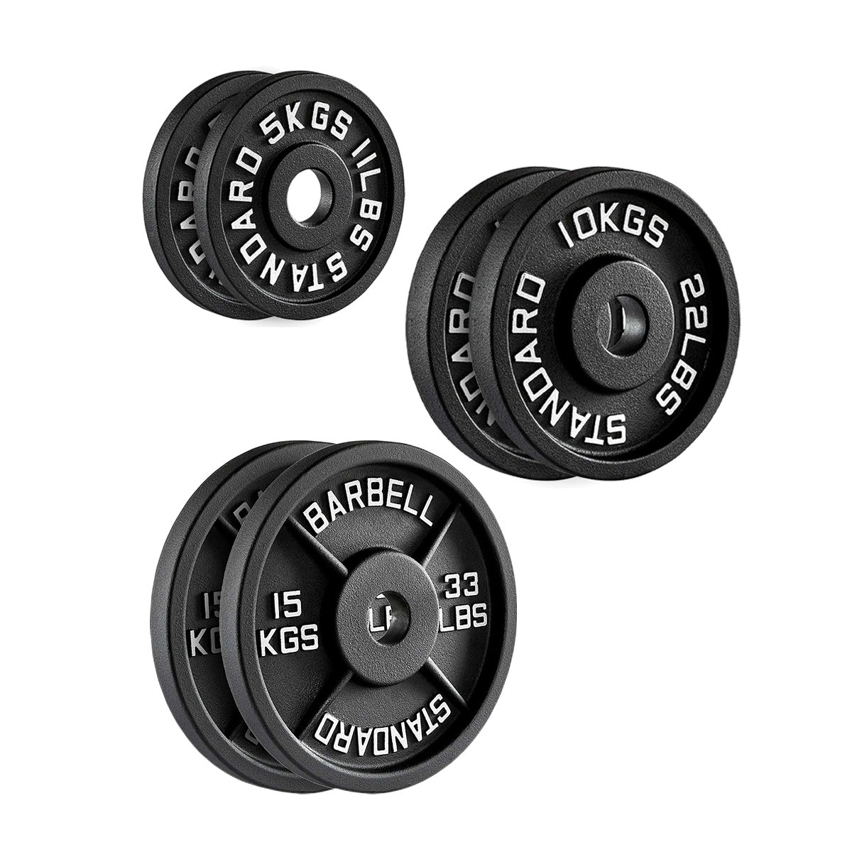 Professional Cast Iron Weight Plates - Durable Strength Training Discs for Standard Barbells - Premium Fitness Equipment for Home and Commercial Gym Use - Available in Pairs and Complete Sets
