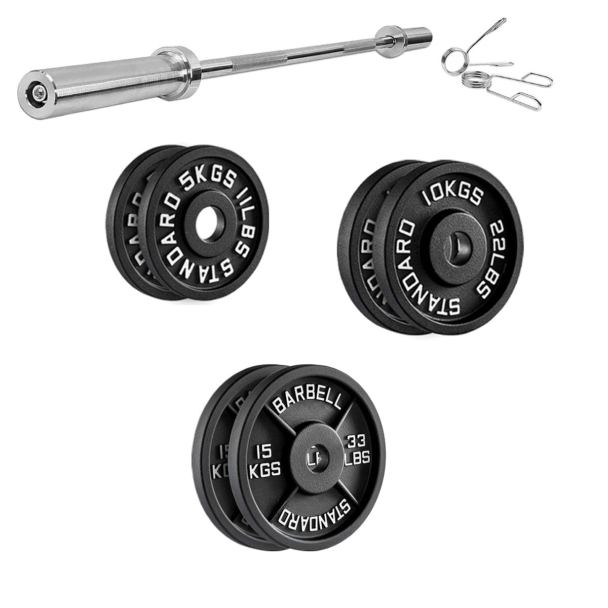 Professional Cast Iron Weight Plates - Durable Strength Training Discs for Standard Barbells - Premium Fitness Equipment for Home and Commercial Gym Use - Available in Pairs and Complete Sets