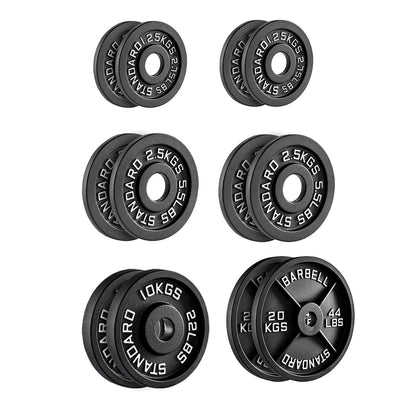 Professional Cast Iron Weight Plates - Durable Strength Training Discs for Standard Barbells - Premium Fitness Equipment for Home and Commercial Gym Use - Available in Pairs and Complete Sets