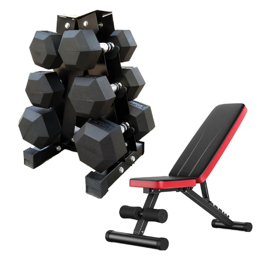 Premium Hex Dumbbell Set - 3 Pairs with Sturdy 3-Tier Tree Rack - Rubber Coated Weights from 2.5kg to 60kg - Ergonomic Contoured Handles for Maximum Comfort - Full Body Strength Training