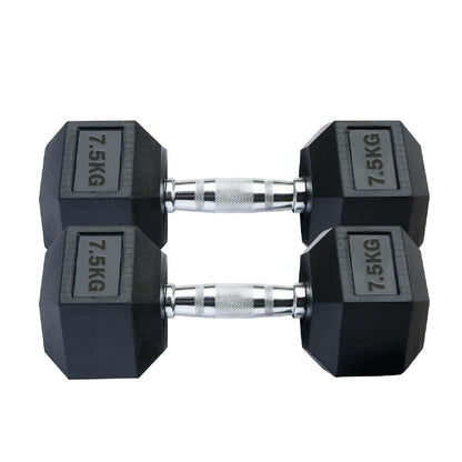 Professional Hex Dumbbells Set - Rubber Coated Weights from 2.5kg  to 60kg - Anti-Rolling Hexagonal Design with Ergonomic Metal Handles - Perfect for Home