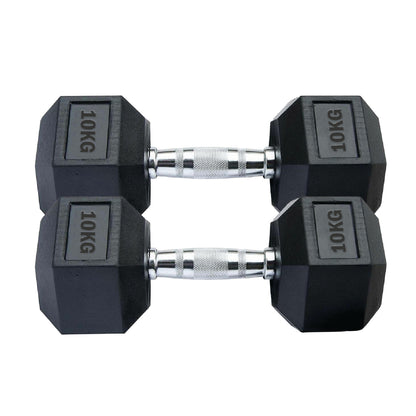 Professional Hex Dumbbells Set - Rubber Coated Weights from 2.5kg  to 60kg - Anti-Rolling Hexagonal Design with Ergonomic Metal Handles - Perfect for Home