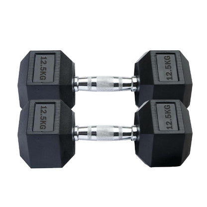 Professional Hex Dumbbells Set - Rubber Coated Weights from 2.5kg  to 60kg - Anti-Rolling Hexagonal Design with Ergonomic Metal Handles - Perfect for Home