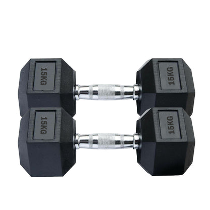 Professional Hex Dumbbells Set - Rubber Coated Weights from 2.5kg  to 60kg - Anti-Rolling Hexagonal Design with Ergonomic Metal Handles - Perfect for Home