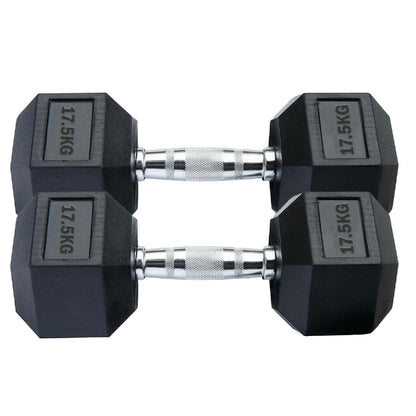 Professional Hex Dumbbells Set - Rubber Coated Weights from 2.5kg  to 60kg - Anti-Rolling Hexagonal Design with Ergonomic Metal Handles - Perfect for Home