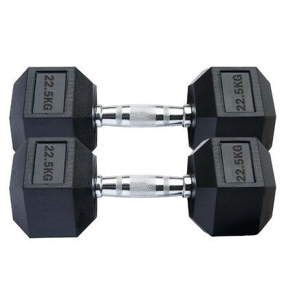 Professional Hex Dumbbells Set - Rubber Coated Weights from 2.5kg  to 60kg - Anti-Rolling Hexagonal Design with Ergonomic Metal Handles - Perfect for Home
