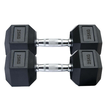 Professional Hex Dumbbells Set - Rubber Coated Weights from 2.5kg  to 60kg - Anti-Rolling Hexagonal Design with Ergonomic Metal Handles - Perfect for Home
