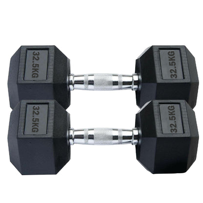 Professional Hex Dumbbells Set - Rubber Coated Weights from 2.5kg  to 60kg - Anti-Rolling Hexagonal Design with Ergonomic Metal Handles - Perfect for Home