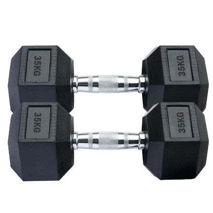 Professional Hex Dumbbells Set - Rubber Coated Weights from 2.5kg  to 60kg - Anti-Rolling Hexagonal Design with Ergonomic Metal Handles - Perfect for Home