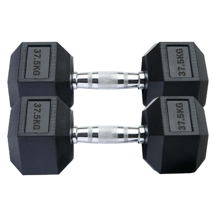 Professional Hex Dumbbells Set - Rubber Coated Weights from 2.5kg  to 60kg - Anti-Rolling Hexagonal Design with Ergonomic Metal Handles - Perfect for Home