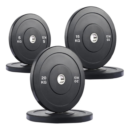 Professional Olympic Bumper Plates - High-Grade Rubber Coated Weight Discs with 2-Inch Stainless Steel Insert - Color-Coded Plate Sets for Weightlifting, Powerlifting, CrossFit Training