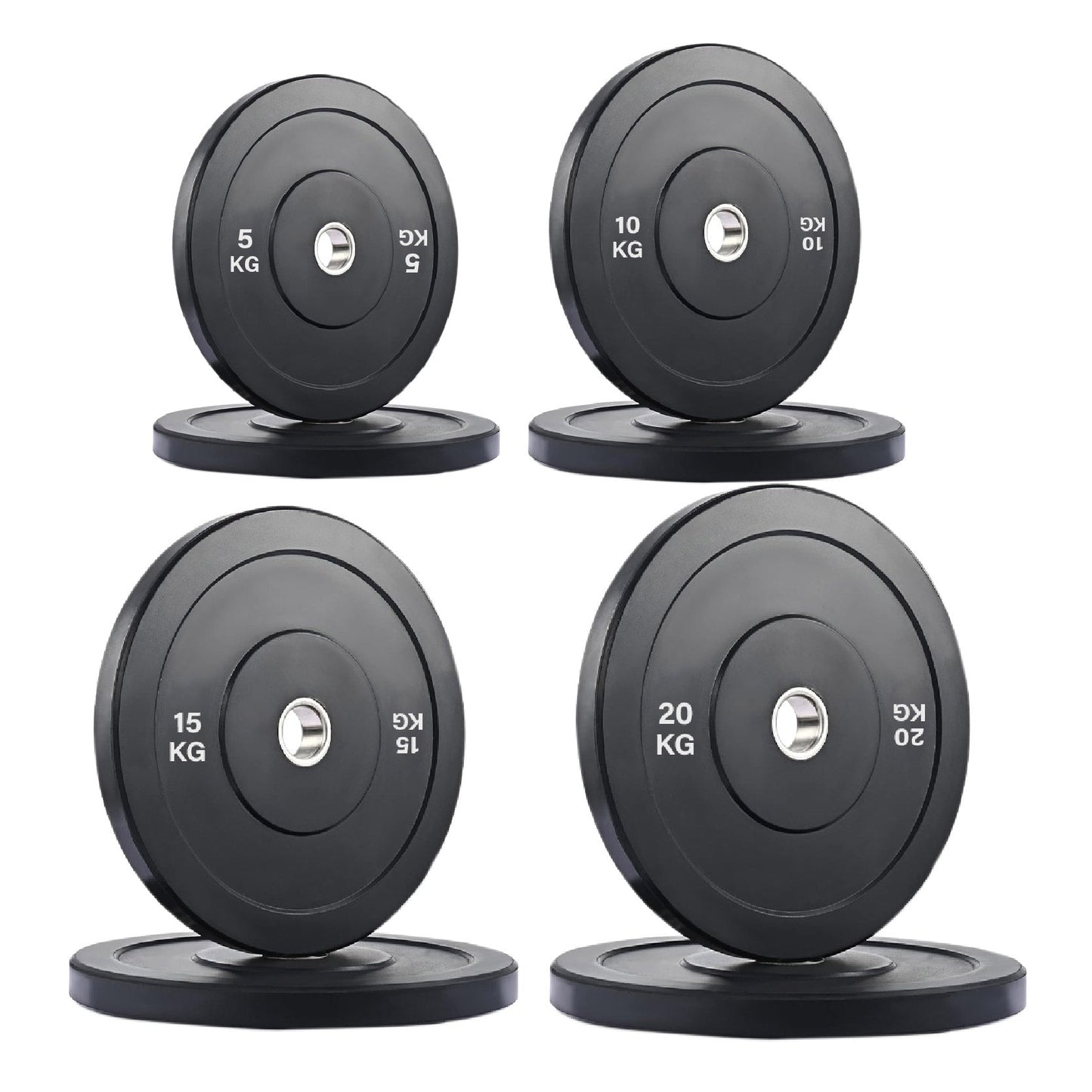 Professional Olympic Bumper Plates - High-Grade Rubber Coated Weight Discs with 2-Inch Stainless Steel Insert - Color-Coded Plate Sets for Weightlifting, Powerlifting, CrossFit Training