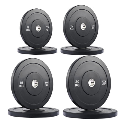 Professional Olympic Bumper Plates - High-Grade Rubber Coated Weight Discs with 2-Inch Stainless Steel Insert - Color-Coded Plate Sets for Weightlifting, Powerlifting, CrossFit Training