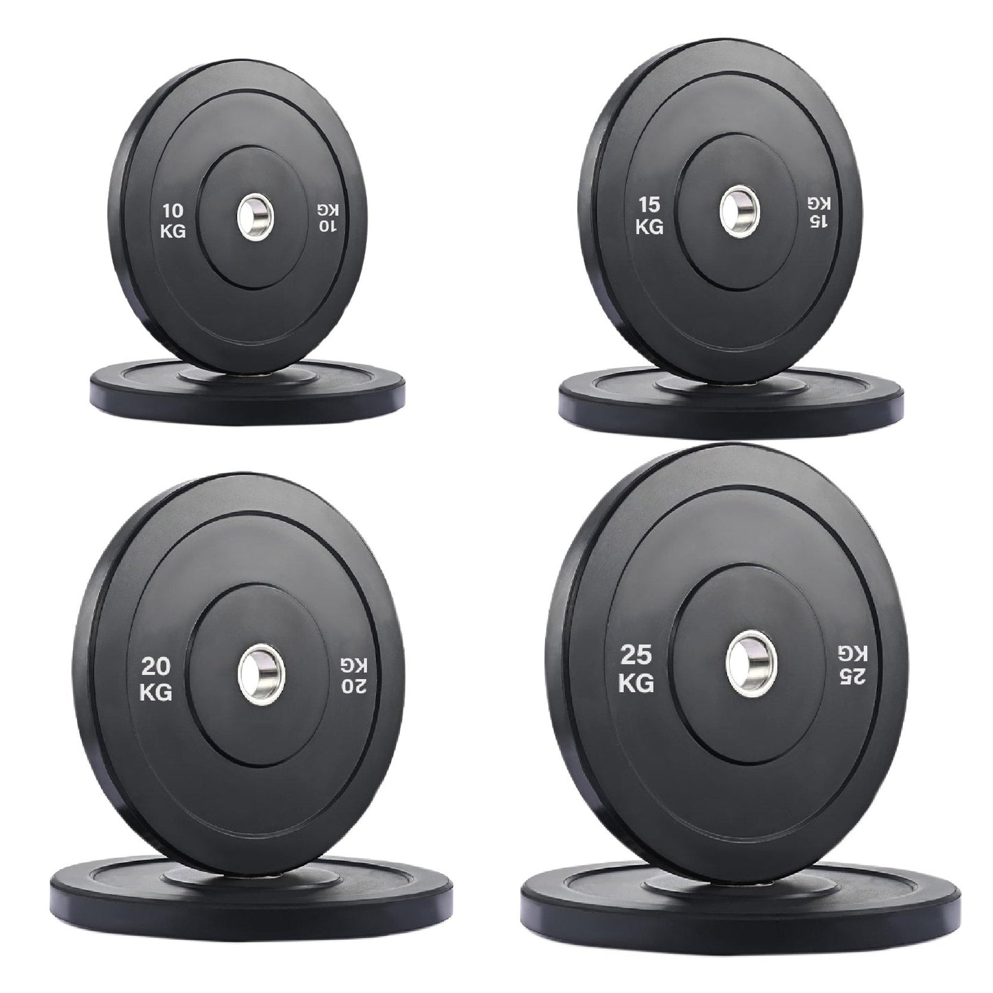 Professional Olympic Bumper Plates - High-Grade Rubber Coated Weight Discs with 2-Inch Stainless Steel Insert - Color-Coded Plate Sets for Weightlifting, Powerlifting, CrossFit Training