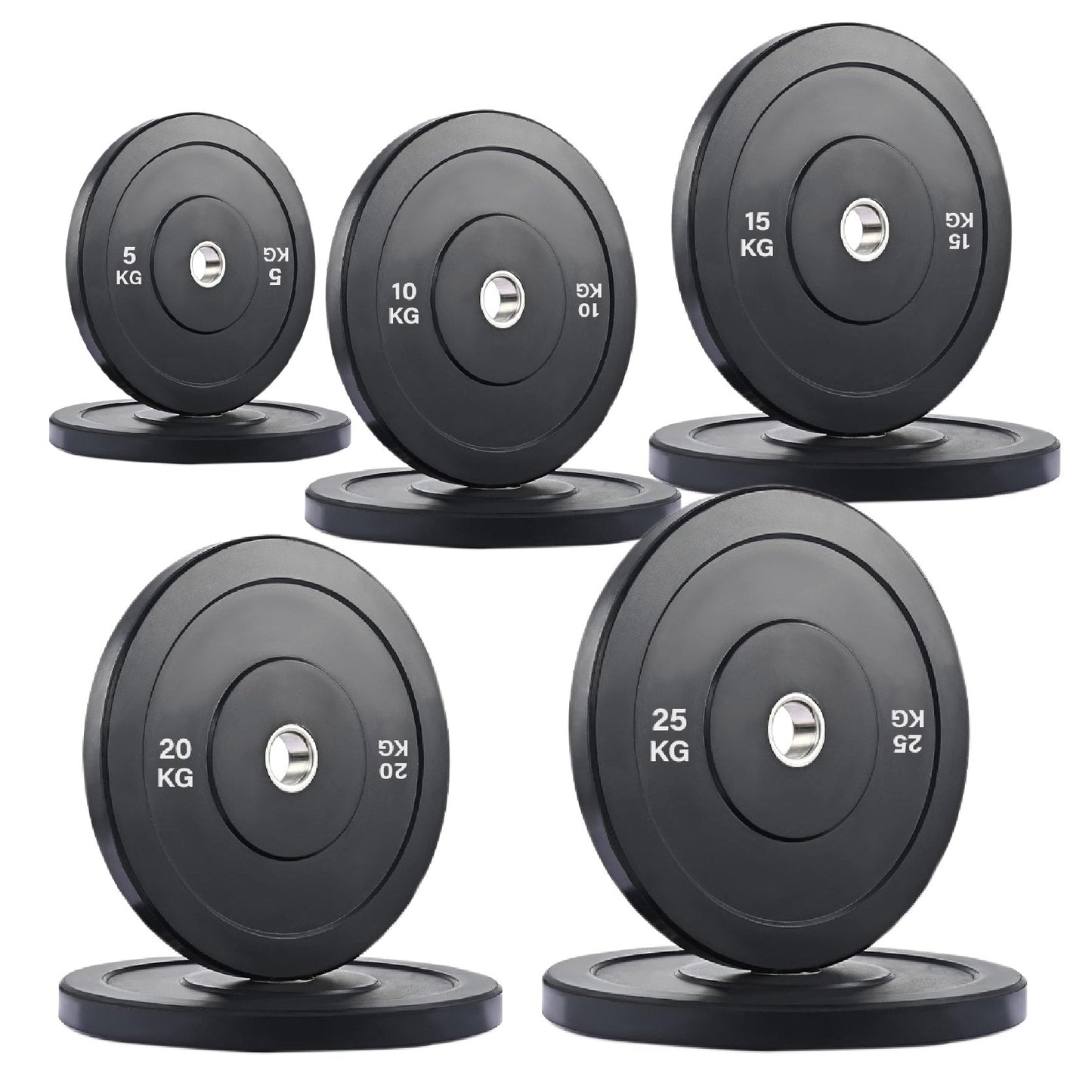 Professional Olympic Bumper Plates - High-Grade Rubber Coated Weight Discs with 2-Inch Stainless Steel Insert - Color-Coded Plate Sets for Weightlifting, Powerlifting, CrossFit Training