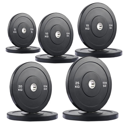 Professional Olympic Bumper Plates - High-Grade Rubber Coated Weight Discs with 2-Inch Stainless Steel Insert - Color-Coded Plate Sets for Weightlifting, Powerlifting, CrossFit Training