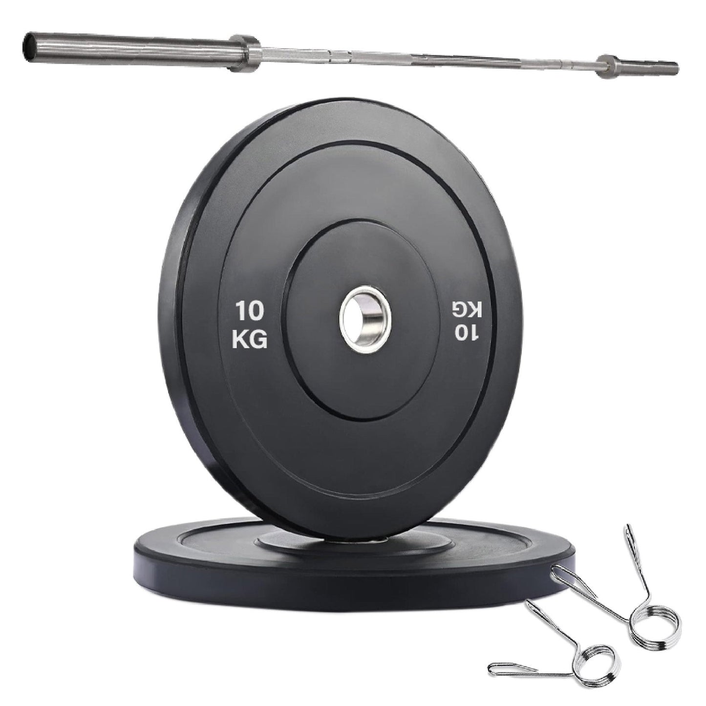 Professional Olympic Bumper Plates - High-Grade Rubber Coated Weight Discs with 2-Inch Stainless Steel Insert - Color-Coded Plate Sets for Weightlifting, Powerlifting, CrossFit Training