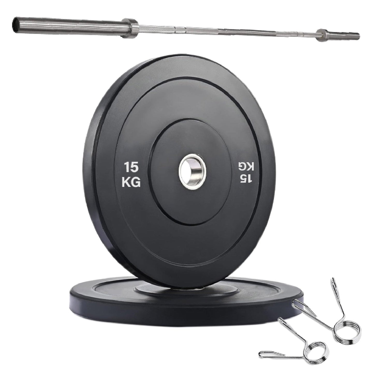 Professional Olympic Bumper Plates - High-Grade Rubber Coated Weight Discs with 2-Inch Stainless Steel Insert - Color-Coded Plate Sets for Weightlifting, Powerlifting, CrossFit Training