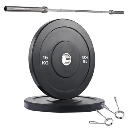 Professional Olympic Bumper Plates - High-Grade Rubber Coated Weight Discs with 2-Inch Stainless Steel Insert - Color-Coded Plate Sets for Weightlifting, Powerlifting, CrossFit Training