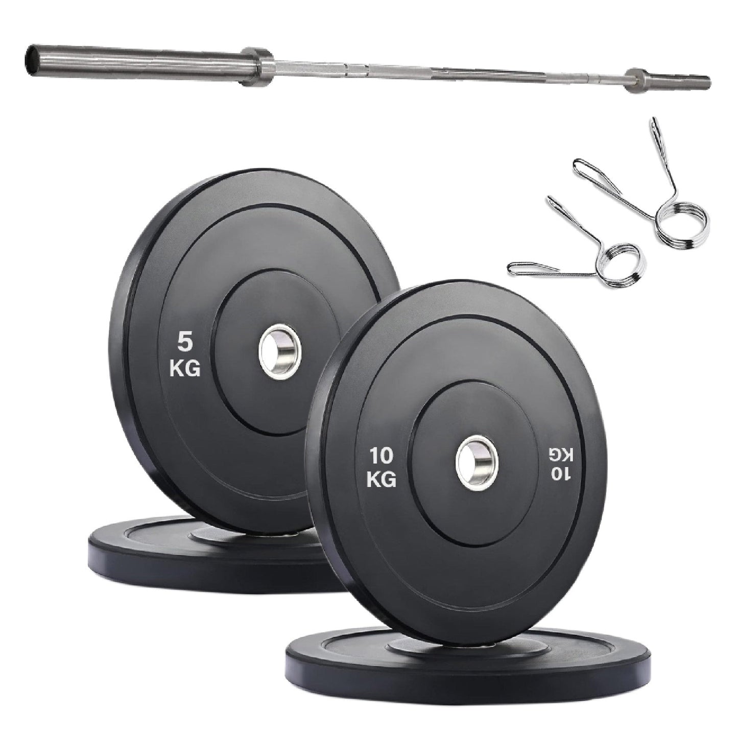 Professional Olympic Bumper Plates - High-Grade Rubber Coated Weight Discs with 2-Inch Stainless Steel Insert - Color-Coded Plate Sets for Weightlifting, Powerlifting, CrossFit Training