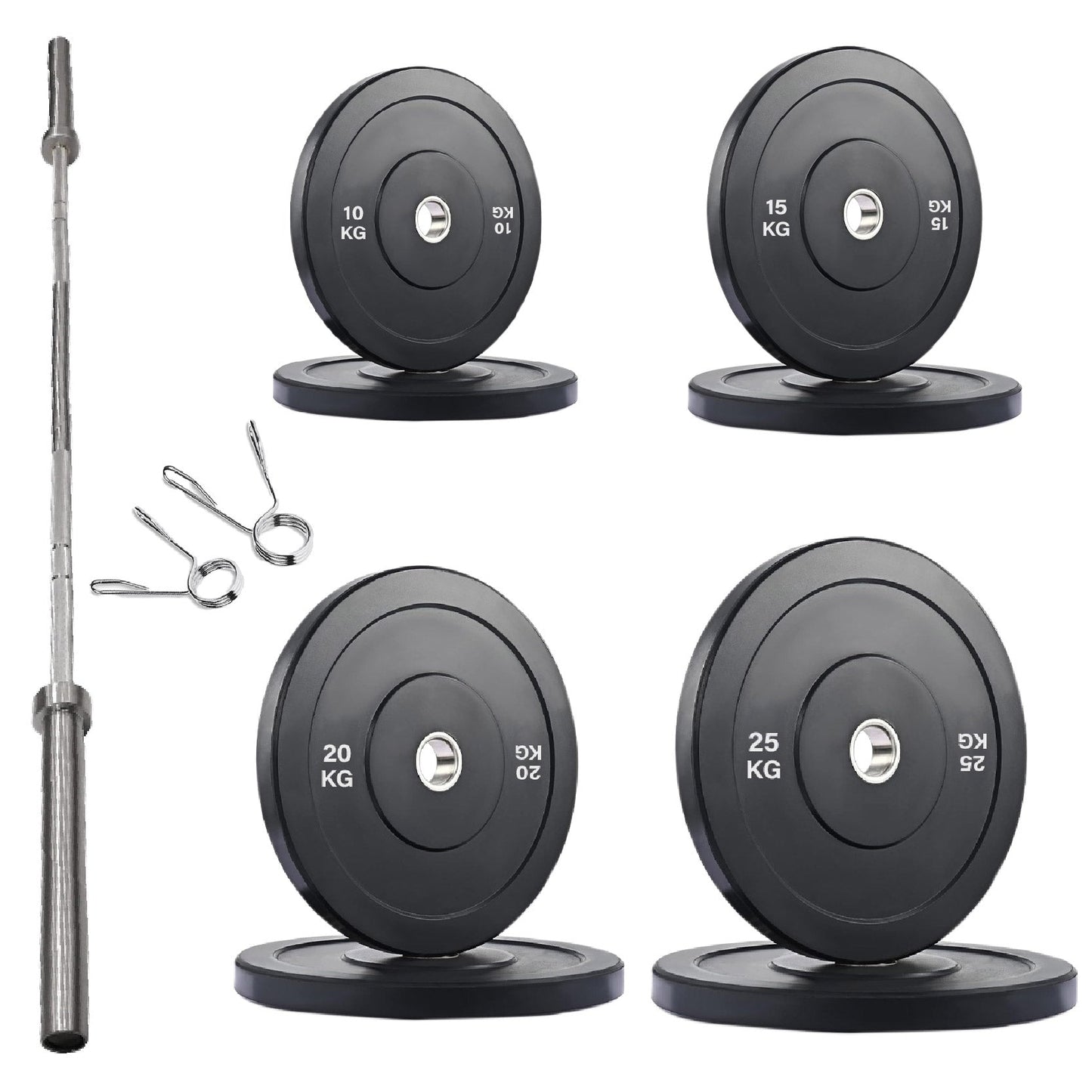 Professional Olympic Bumper Plates - High-Grade Rubber Coated Weight Discs with 2-Inch Stainless Steel Insert - Color-Coded Plate Sets for Weightlifting, Powerlifting, CrossFit Training