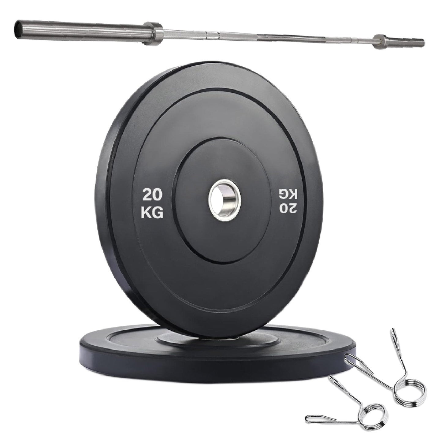 Professional Olympic Bumper Plates - High-Grade Rubber Coated Weight Discs with 2-Inch Stainless Steel Insert - Color-Coded Plate Sets for Weightlifting, Powerlifting, CrossFit Training