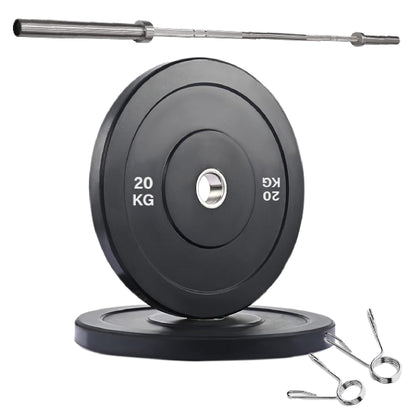 Professional Olympic Bumper Plates - High-Grade Rubber Coated Weight Discs with 2-Inch Stainless Steel Insert - Color-Coded Plate Sets for Weightlifting, Powerlifting, CrossFit Training