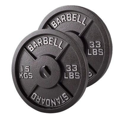 Professional Cast Iron Weight Plates - Durable Strength Training Discs for Standard Barbells - Premium Fitness Equipment for Home and Commercial Gym Use - Available in Singles, Pairs and Complete Sets