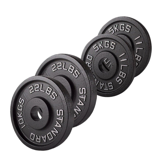 Professional Cast Iron Weight Plates - Durable Strength Training Discs for Standard Barbells - Premium Fitness Equipment for Home and Commercial Gym Use - Available in Singles, Pairs and Complete Sets
