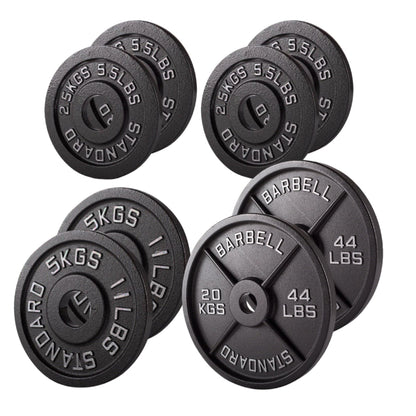 Professional Cast Iron Weight Plates - Durable Strength Training Discs for Standard Barbells - Premium Fitness Equipment for Home and Commercial Gym Use - Available in Singles, Pairs and Complete Sets