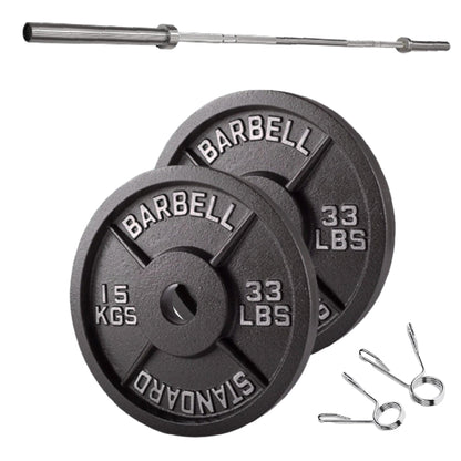 Professional Cast Iron Weight Plates - Durable Strength Training Discs for Standard Barbells - Premium Fitness Equipment for Home and Commercial Gym Use - Available in Singles, Pairs and Complete Sets