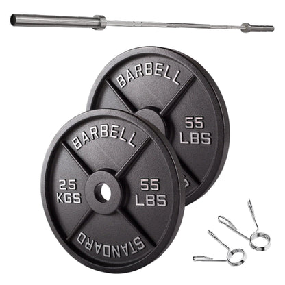 Professional Cast Iron Weight Plates - Durable Strength Training Discs for Standard Barbells - Premium Fitness Equipment for Home and Commercial Gym Use - Available in Singles, Pairs and Complete Sets