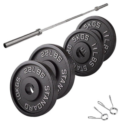 Professional Cast Iron Weight Plates - Durable Strength Training Discs for Standard Barbells - Premium Fitness Equipment for Home and Commercial Gym Use - Available in Singles, Pairs and Complete Sets