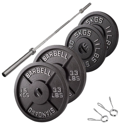 Professional Cast Iron Weight Plates - Durable Strength Training Discs for Standard Barbells - Premium Fitness Equipment for Home and Commercial Gym Use - Available in Singles, Pairs and Complete Sets