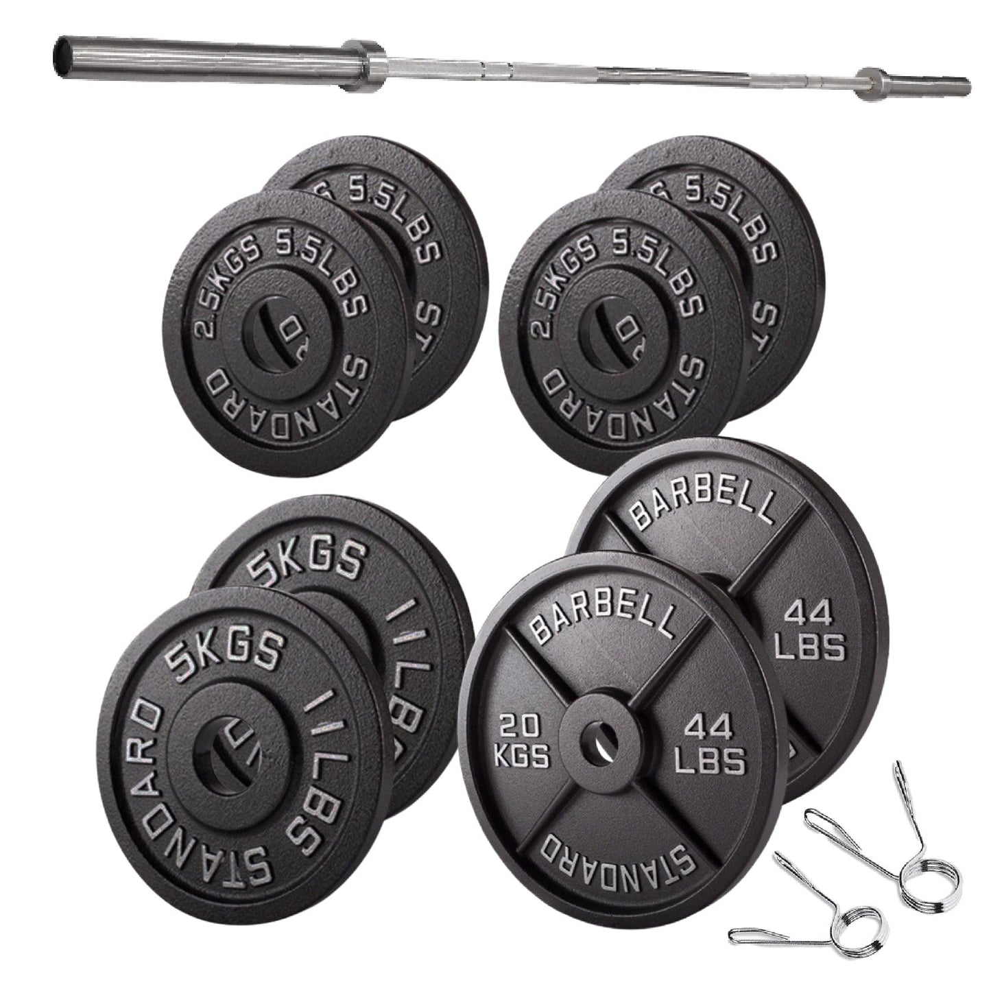Professional Cast Iron Weight Plates - Durable Strength Training Discs for Standard Barbells - Premium Fitness Equipment for Home and Commercial Gym Use - Available in Singles, Pairs and Complete Sets