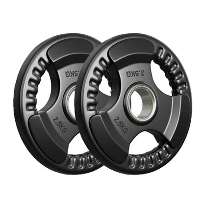 Two 2.5 kg weight plates on a white background